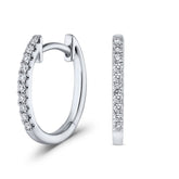 Oval Diamond Hoop Earings in White Gold - Dracakis Jewellers